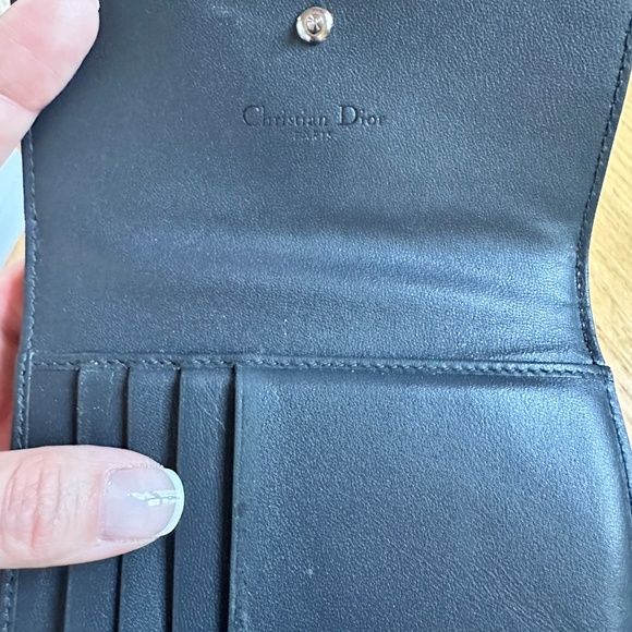 Christian Dior Diorama Elancee Black Metallic Micro-Cannage Trifold Wallet - Picture 7 of 9